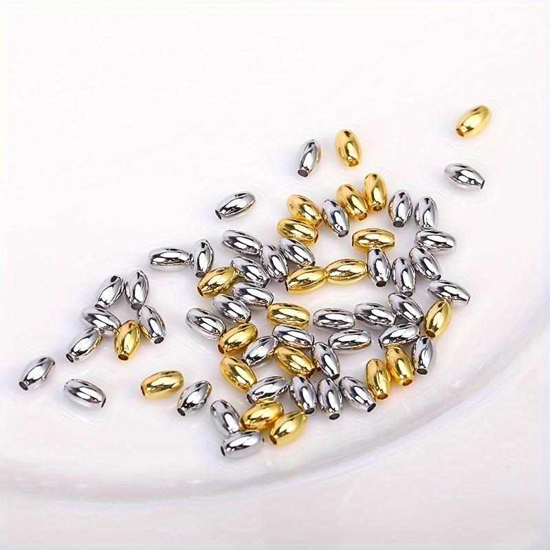 50pcs Brass 18K Gold Plated Oval Spacer Beads for Jewellery Making